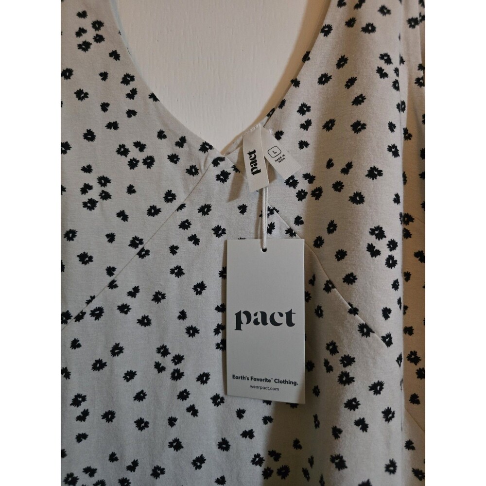NWT Pact Sleeveless Maxi Cotton Blend Patterned Dress Women's Large Stretch Boho